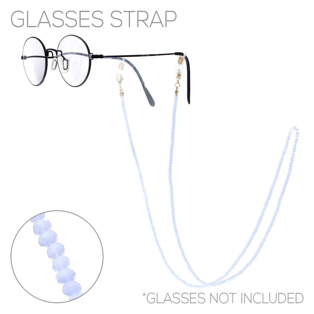 Colorful 2mm Faceted Glass Crystal Bead Reader Eyeglass Strap Face Mask Holder Necklace, 28" (Air Blue)