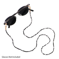 Colorful 2mm Faceted Glass Crystal Bead Reader Eyeglass Strap Holder Necklace, 28" (Jet Black Silver Mix)