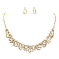 Stunning Round Faux Pearl and Crystal Bridal Necklace and Earring Jewelry Gift Set