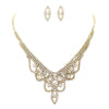 Draped Rhinestone Necklace and Earrings Set (Gold Tone)