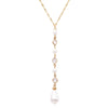 Long Elegant Crystal and Faux Pearl Teardrop Y Pendant Necklace