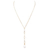 Long Elegant Crystal and Faux Pearl Teardrop Y Pendant Necklace