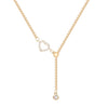 Adjustable Gold Tone Y Necklace with Crystal Heart Detail 18" with 3.5"