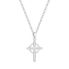 Religious Gift Cubic Zirconia Cross Pendant Necklace (Silver Tone)