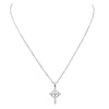 Religious Gift Cubic Zirconia Cross Pendant Necklace (Silver Tone)