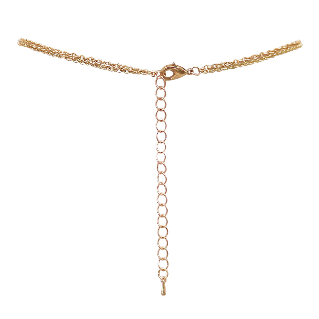 Classic Double Layer Petite Chain Cross Pendant Necklace with Simulated Pearls