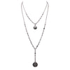 Beaded 2-Strand St Benedict Cross Pendant Necklace (Silver/White)