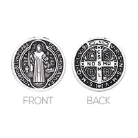 Beaded 2-Strand St Benedict Cross Pendant Necklace (Silver/White)