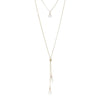 Faux Pearl Bolo Style Choker Combo Necklace with Crystal Accents