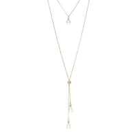Faux Pearl Bolo Style Choker Combo Necklace with Crystal Accents