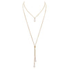 Faux Pearl Bolo Style Choker Combo Necklace with Crystal Accents