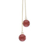 Double Chain Round Faux Druzy Stone Pendant Necklace (Dusty Rose)