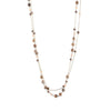 Double Chain with Glass Bead and Natural Stone Necklace, 46"+3.5" Extender