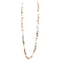 Double Chain with Glass Bead and Natural Stone Necklace, 46"+3.5" Extender