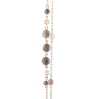 Double Chain with Glass Bead and Natural Stone Necklace, 46"+3.5" Extender