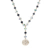 Four Blessings Good Luck Necklace with Glass Bead and Natural Stone (Smoke)