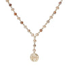 Four Blessings Good Luck Necklace with Glass Bead and Natural Stone (Light Pink)