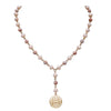 Four Blessings Good Luck Necklace with Glass Bead and Natural Stone (Light Pink)