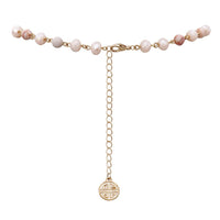 Four Blessings Good Luck Necklace with Glass Bead and Natural Stone (Light Pink)