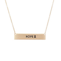 Pink Ribbon Bar Necklace "Hope" (Gold)