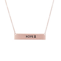 Pink Ribbon Bar Necklace "Hope" (Rose Gold)