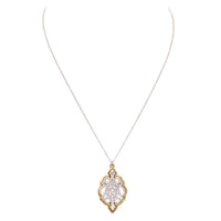 Delicate and Dainty Moroccan Style Two Tone Pendant Necklace 18" - 21"