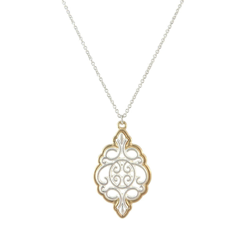 Delicate and Dainty Moroccan Style Two Tone Pendant Necklace 18" - 21"
