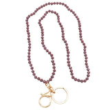 Stunning Faceted Glass Crystal Bead ID Badge Lanyard Necklace Key and Eyeglass Holder (Amethyst Purple/Gold Tone) 32