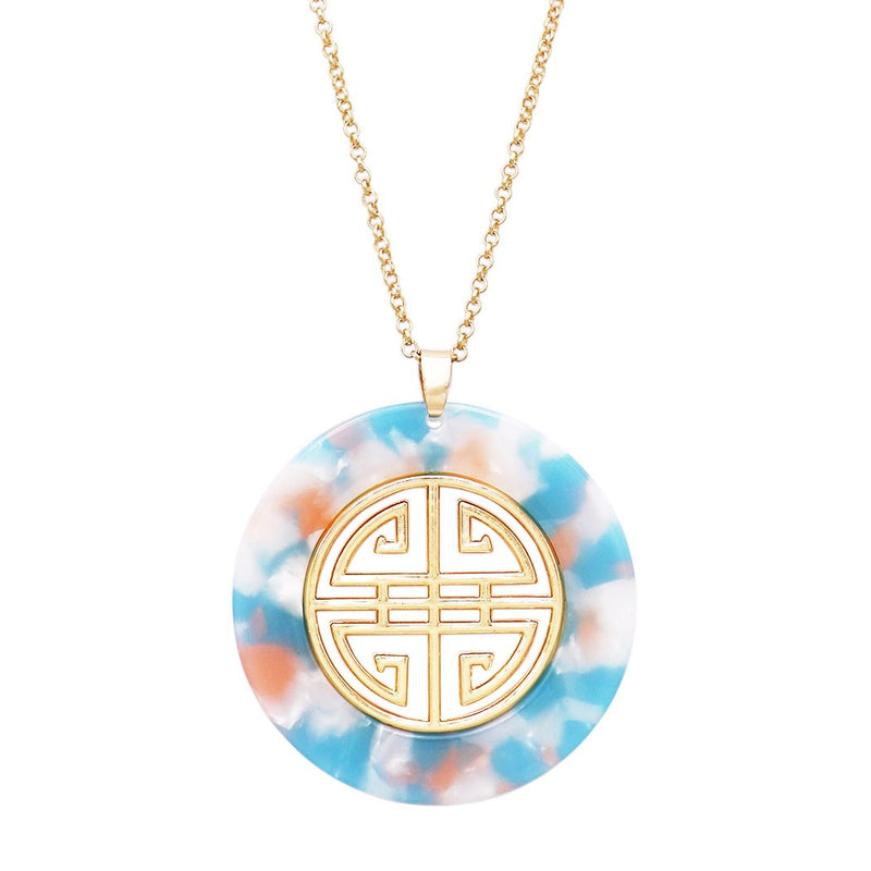 Statement Lucite Four Blessings Good Luck Necklace