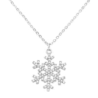 Cubic Zirconia Pave Winter Snowflake Pendant Necklace, 15-17" with 2" extender