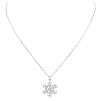 Cubic Zirconia Pave Winter Snowflake Pendant Necklace, 15-17" with 2" extender