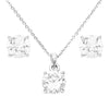 Premium Cubic Zirconia 8mm Solitaire Pendant Necklace Hypoallergenic Post Earrings Set (Silver Tone)