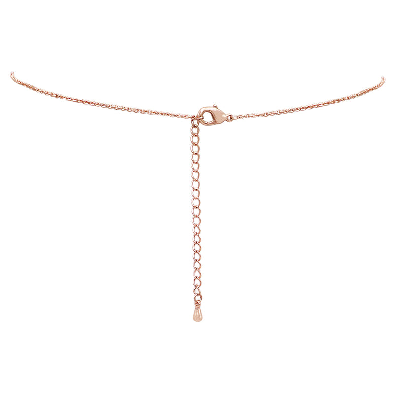 Simple Christian Cross Pendant Necklace And Hypoallergenic Post Back Earrings, 16"+2" Extender (Cubic Zirconia Crystal Rose Gold Tone Set)