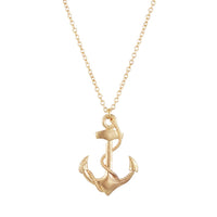 Fashion Jewelry Nautical Themed Big Anchor Charm Necklace (Gold Tone)