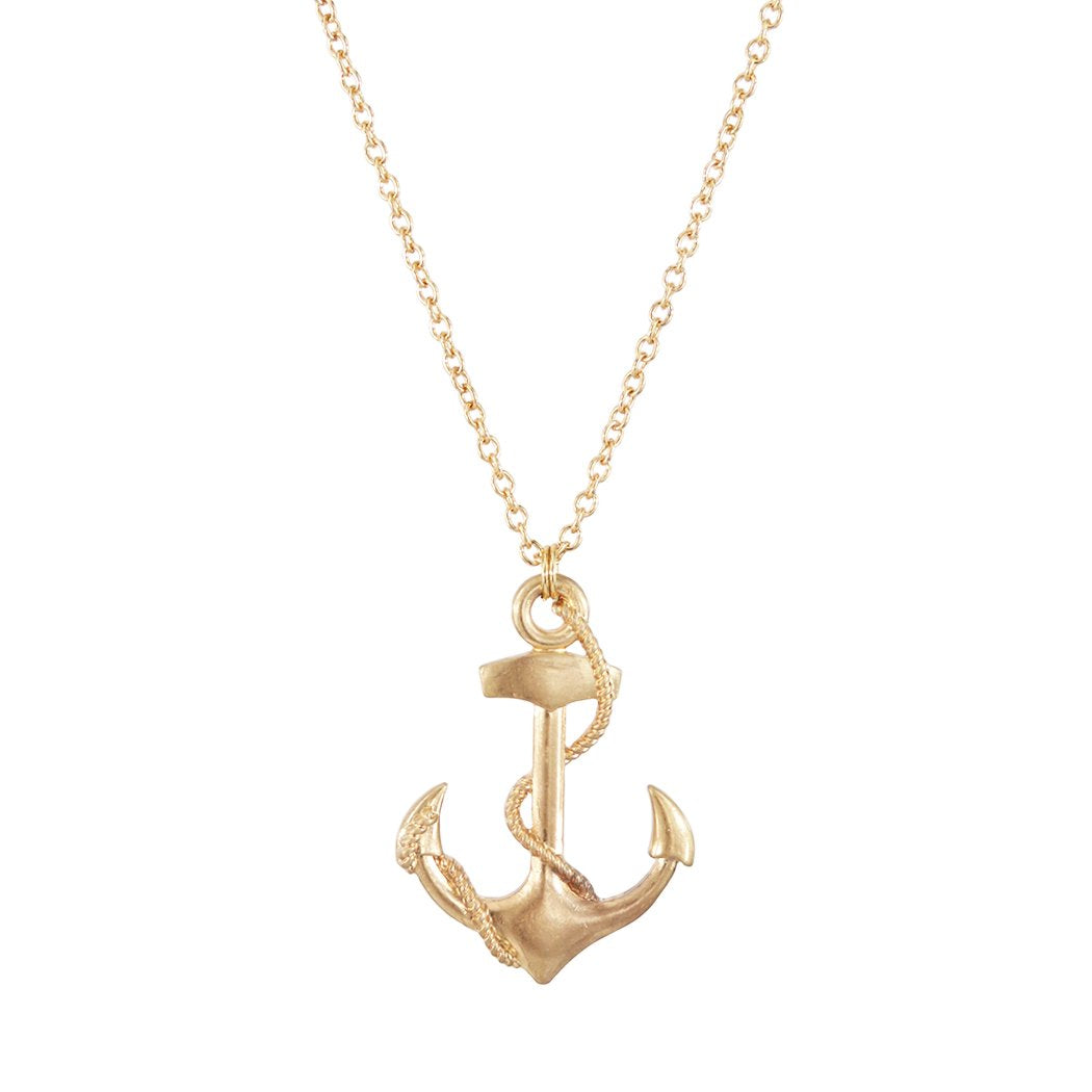 Fashion Jewelry Nautical Themed Big Anchor Charm Necklace (Gold Tone)