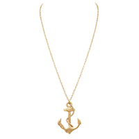 Fashion Jewelry Nautical Themed Big Anchor Charm Necklace (Gold Tone)