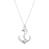Fashion Jewelry Nautical Themed Big Anchor Charm Necklace (Silver Tone)