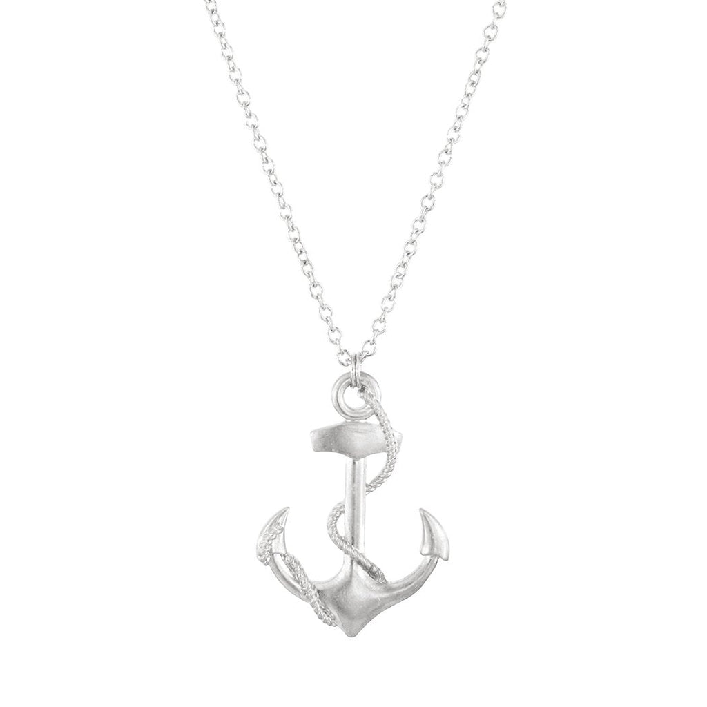 Fashion Jewelry Nautical Themed Big Anchor Charm Necklace (Silver Tone)