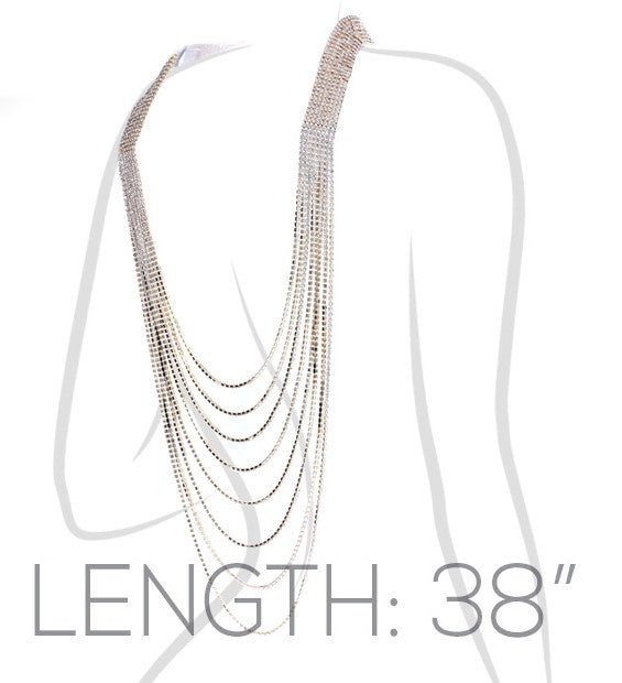 Extreme Glamour Gold Tone Multistrand Draped Backdrop Of Crystal Rhinestones Statement Choker Bridal Necklace, 38"