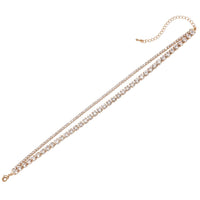 Brilliant 2 Row Crystal Rhinestone Statement Choker Necklace (Gold Tone)