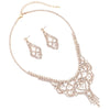 Women's Dramatic Vintage Crystal Collar Necklace and Hypoallergenic Earring Jewelry Bridal Set, 15"-18" with 3" Extender