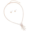 Women's Stunning Marquis and Pear Cubic Zirconia Crystal Fringe Pendant Necklace Hypoallergenic Earring Bridal Jewelry Set, 15"-18" with 3" Extender