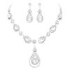 Crystal Rhinestone Teardrop Bridal Necklace and Earrings Gift Set (Clear)