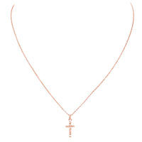 Cross Pendant Necklace Hypoallergenic Post Earrings Set (Necklace Earrings Set/Rose Gold)