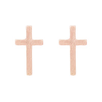 Cross Pendant Necklace Hypoallergenic Post Earrings Set (Necklace Earrings Set/Rose Gold)