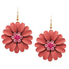 Summertime Fun Daisy Flower Pendant Necklace and Earrings Set (Coral Necklace Earrings Set)