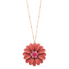 Summertime Fun Daisy Flower Pendant Necklace and Earrings Set (Coral Necklace Only)