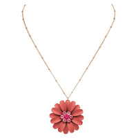 Summertime Fun Daisy Flower Pendant Necklace and Earrings Set (Coral Necklace Only)