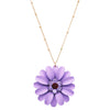 Summertime Fun Daisy Flower Pendant Necklace and Earrings Set (Violet Purple Necklace only)