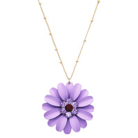 Women's Summertime Fun Daisy Flower Pendant Necklace and Earring Jewelry Gift Set